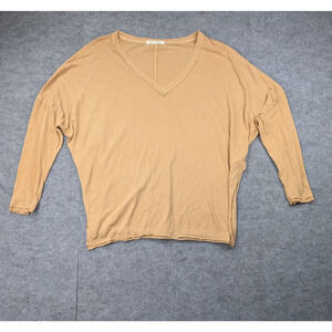 We The Free People Oversized Shirt Women Large Brown Relaxed Cotton Boho Minimal